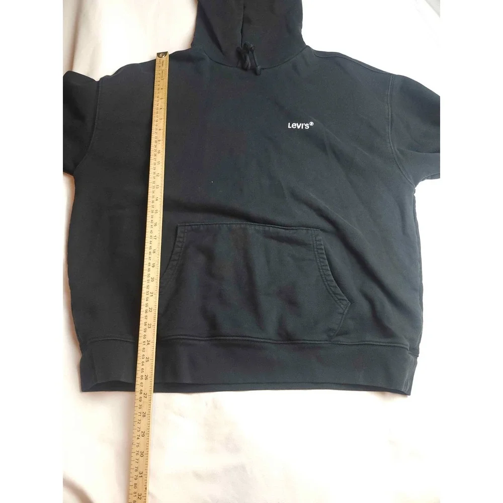 Levi's Relaxed Hoodie Mens XL Black Graphic Pullover Fleece Logo Streetwear